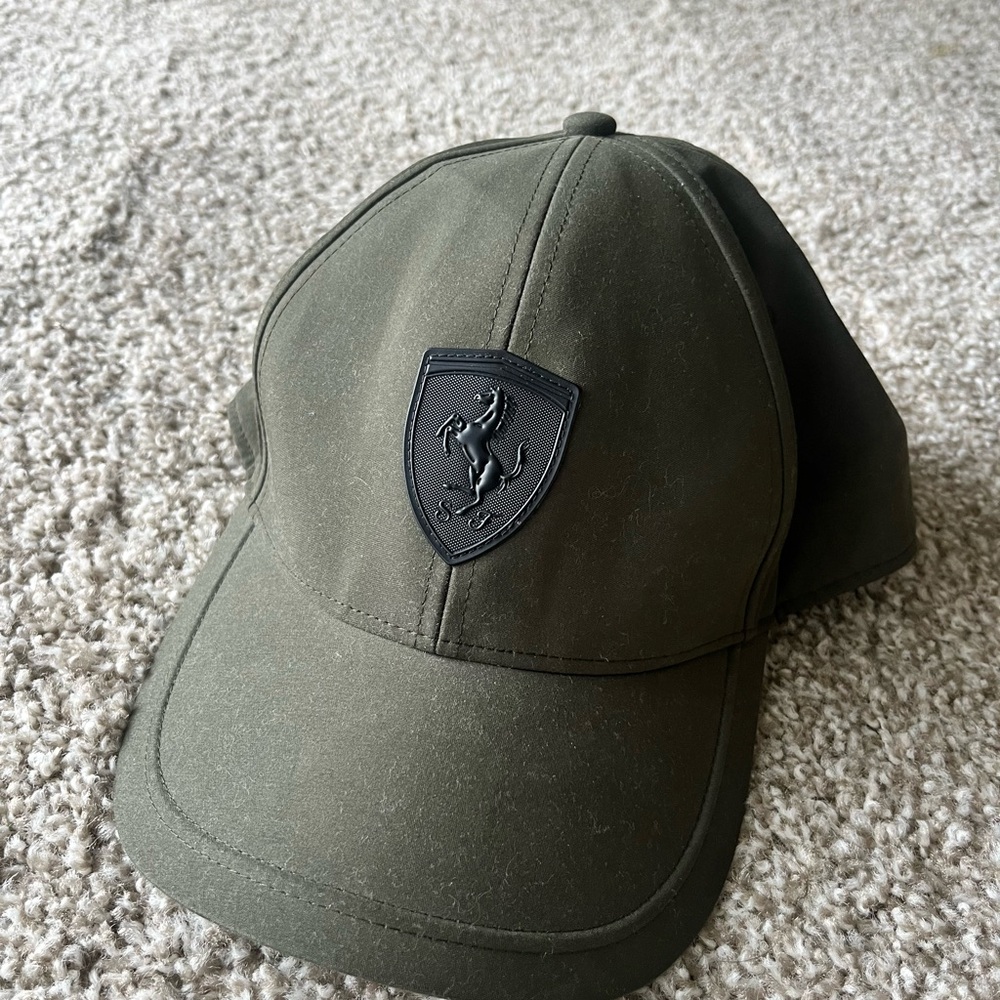 Official Ferrari F1 Suede Olive Green Baseball Cap